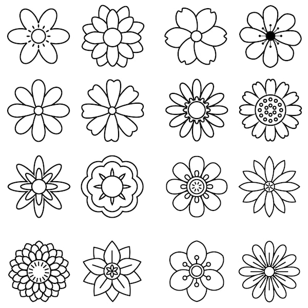 Flowe Cutable Flower Outline SVG, PNG, Clipart. Floral Cut File (digital Download) - Etsy