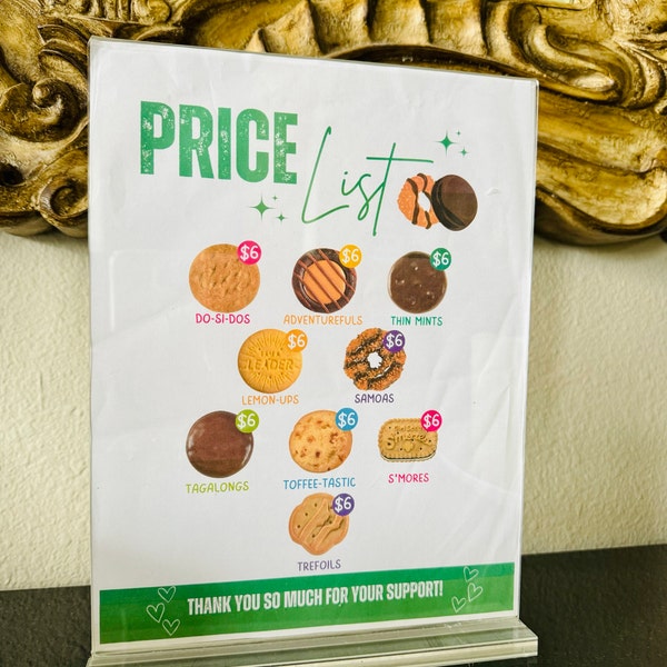 Editable Girl Scout Cookie Sign 2024, LBB ABC Cookie Menu Price List ...