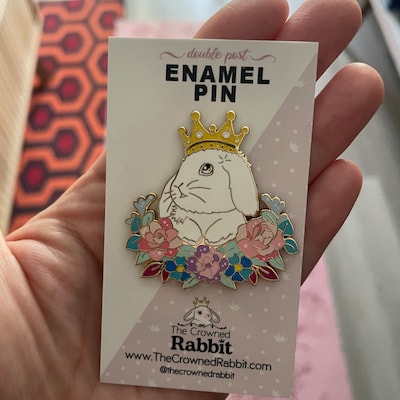 Crowned Rabbit Pin, Enamel Pin, Rabbit Pin, Bunny Pin, White Rabbit Pin ...