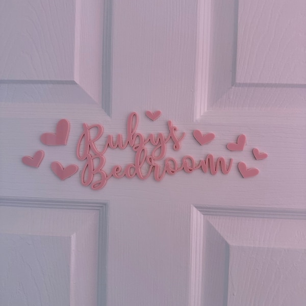 Coloured Acrylic Door Name Sign With Stars or Hearts Nursery or
