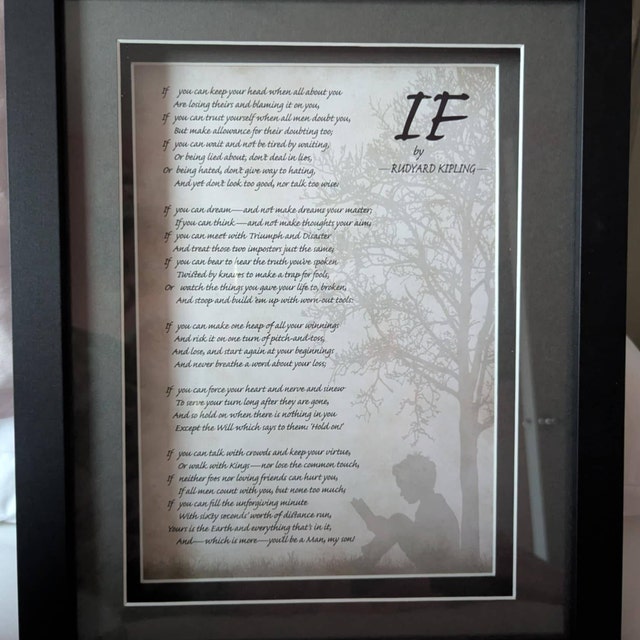 Poster Tela Con Poesia If Di Rudyard Kipling - Quadro Motivazionale Con Gancio In Legno, 30x40 Cm - 2