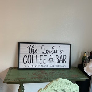 Coffee Bar sign, easel sign, fresh brewed coffee tile sign - easel inc –  Bay Leaf Door
