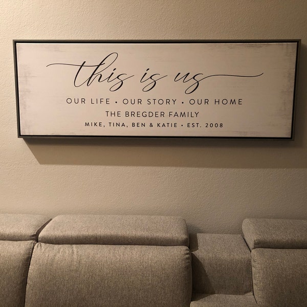 This is Us Sign, Our Life Our Story With Family Name Framed Canvas Wall ...