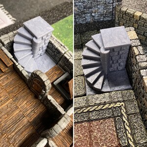 Dungeon Round Spiral Stair Wall Dnd Dragonlock Tiles Terrain - Etsy