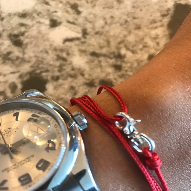 Infinity Bracelet - Red cord men's bracelet with silver clasp — WE