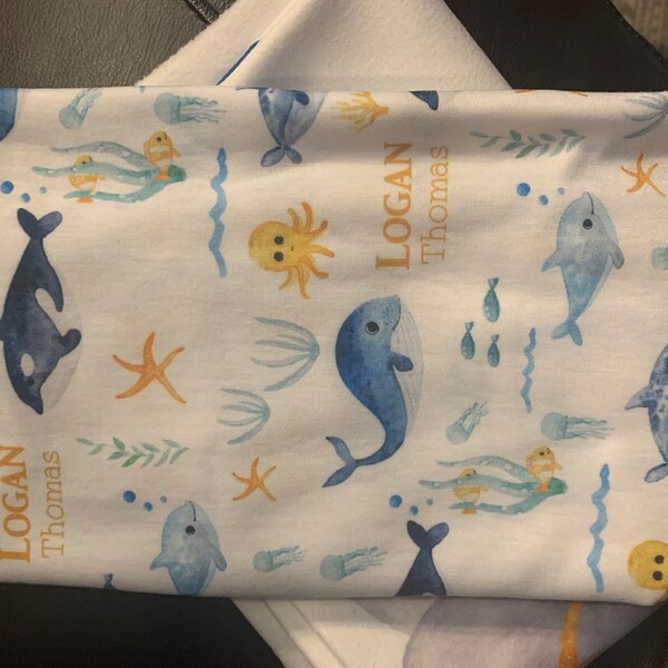 Customized Under the Sea Baby Boy Fish Swaddle Blanket Gift Idea, Ocean ...