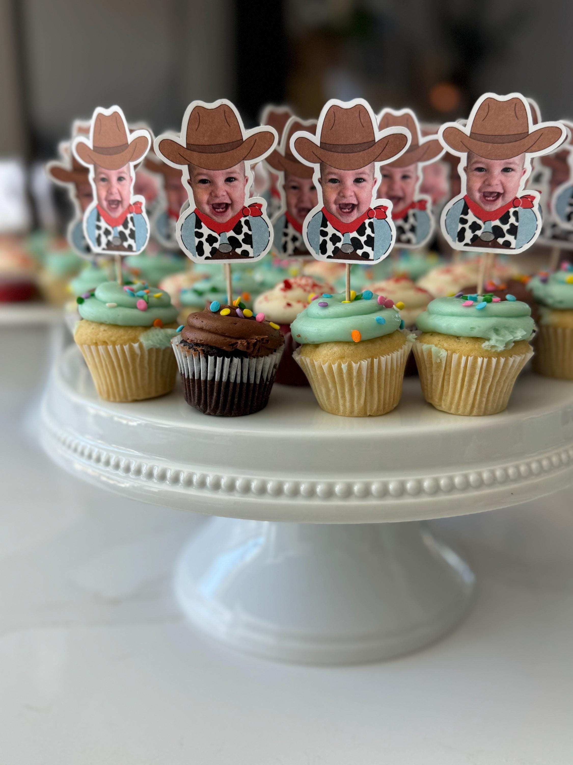 cowboy cupcake toppers | western birthday party decorations | my first rodeo birthday party supplies | cowboy 1st birthday | western party