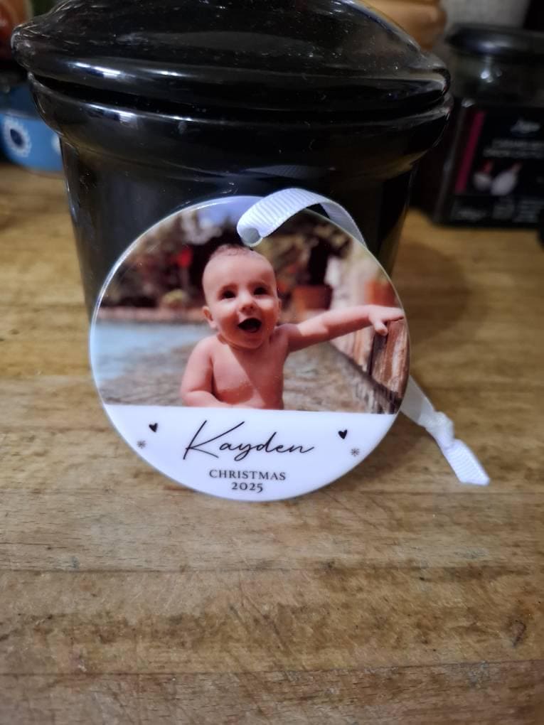 Personalised Babys First Christmas Bauble | Babys 1st Christmas Bauble | Baby’s 1st Christmas Gift | 1st Christmas Decoration - Photo Upload
