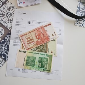 ジンバブエ 10億、200億、500億ドル紙幣 お金 通貨 ハイパーインフレ