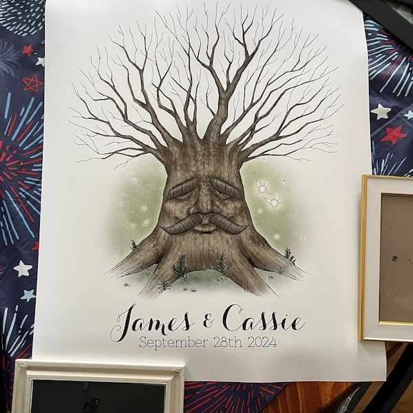Fingerprint Tree - Simple Oak Finger Print Tree, the Wedding Guest Book ...