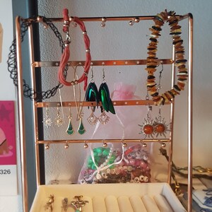 Porte-bijoux En Métal Noir Avec Plateau Céramique - Présentoir Pour Colliers, Bracelets, Boucles D'oreilles, Bagues