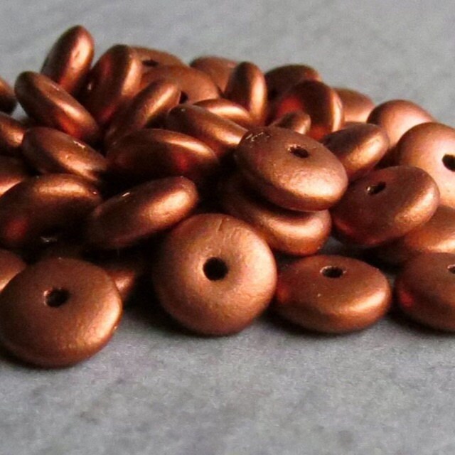 6mm Matte Metallic Antique Copper Czech Glass Bead Rondelle | Etsy