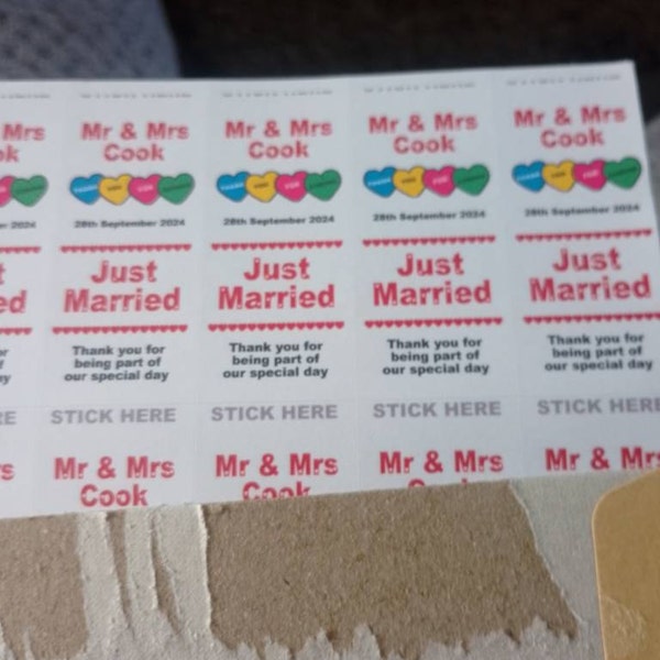 Sweet Labels – Personalised Wedding Love Heart Sweet Stickers for ...