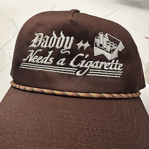 daddy needs a cigarette hat 5 Panel Mid Profile Snapback Fit Style Daddy Needs a Cigarette' Hat