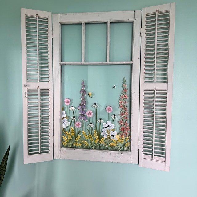Old Painted Window,sold but You Can CUSTOM ORDER Your Own,window Ideas,  Wall Art,vintage Painted Window,unique Wall Art,3pane Window, -  Sweden