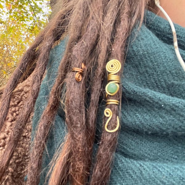 Sea Dread Jewelry With Snail Shells and Ocean Jasper, Set of Dreadlocks ...