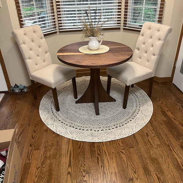 Solid Walnut Round Dining Table - Etsy