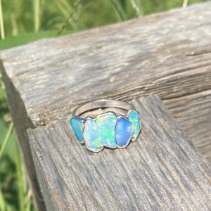 Customer photo from Andrea, 5 Stone Raw Opal Ring in Yellow Gold