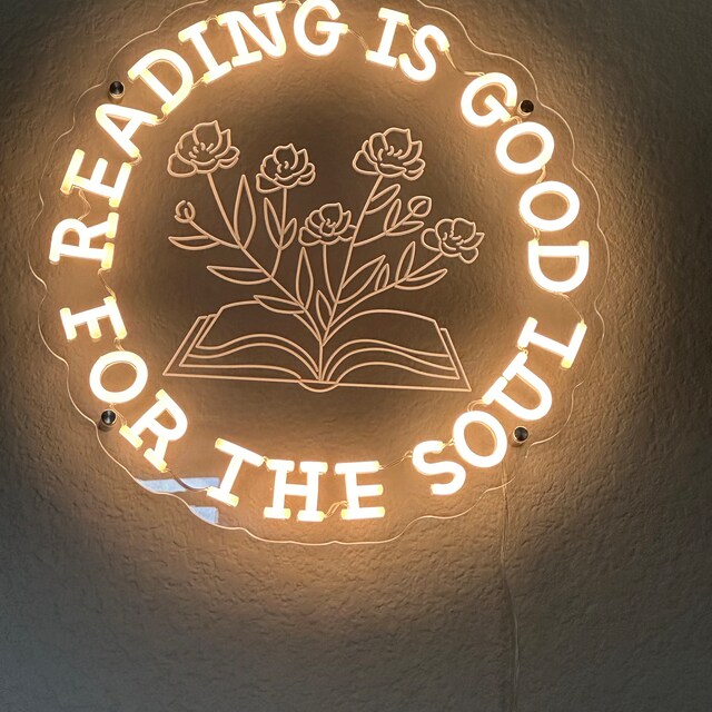 Reading Is Good For The Soul Neon Sign - Dimmable LED Wall Light For Book Lovers
