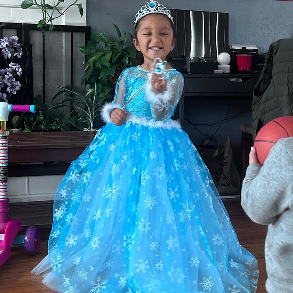 Elegant Baby Girls Blue Bow Flower Girl Dresses Toddler Ball Gowns