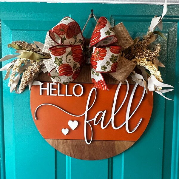 Hello Fall Door Hanger|fall Door Wreath | Personalized | Fall Door ...