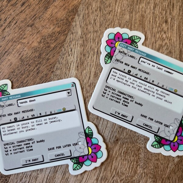 Classic Gray Aol Aim Away Message / Emo Elder Pop Punk Vinyl Sticker - Etsy