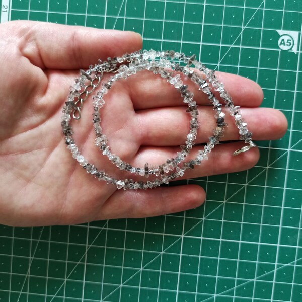 Genuine Herkimer Diamond Double Terminated Quartz Beads – 16" Strand, Tiny 1-2mm X 3mm, Natural Clear Sparkle