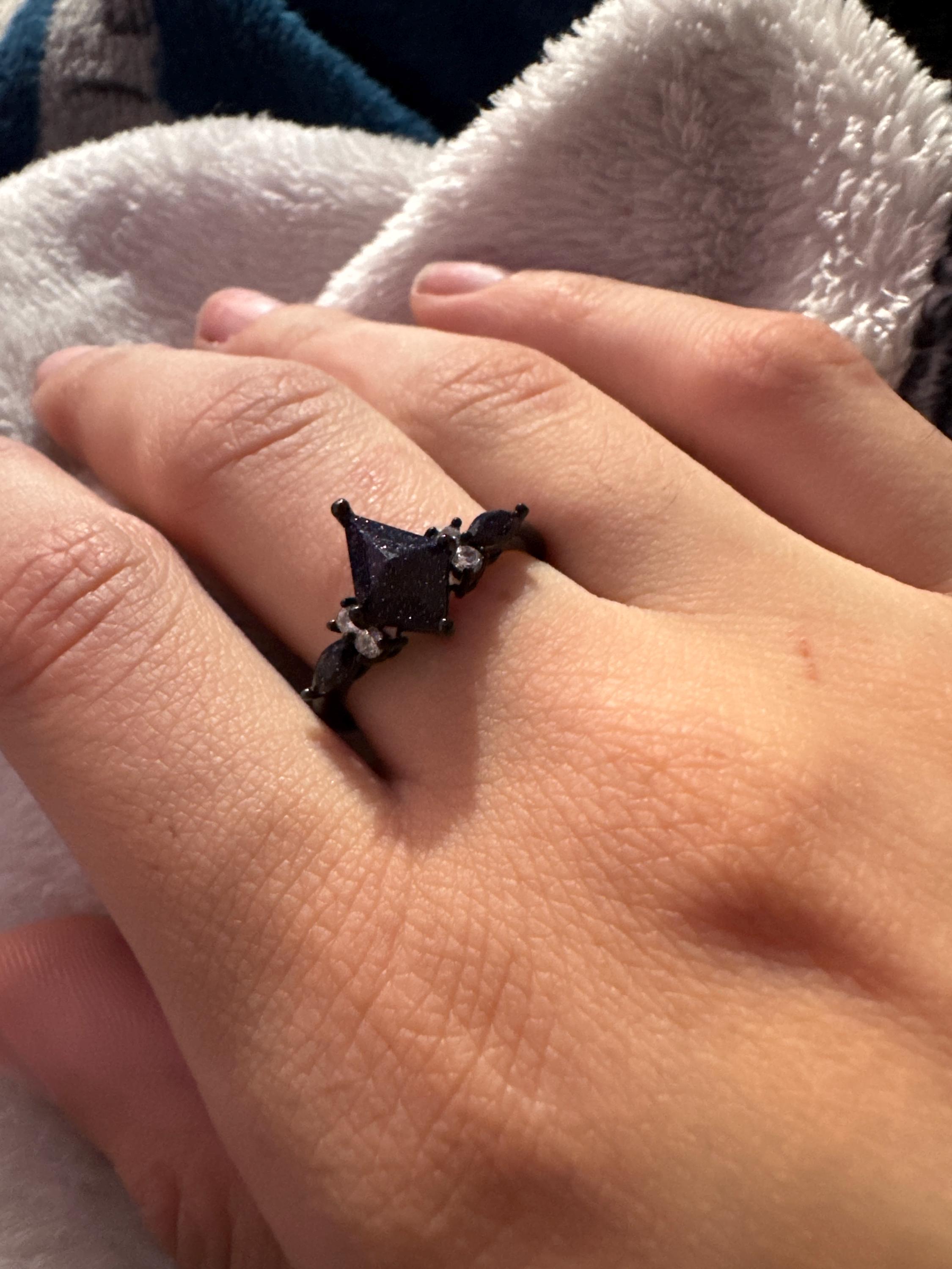 Orion Nebula Ring Set, Matching Promise Rings for Couples, Blue Sandstone Rings Engagement Ring Anniversary Gift.