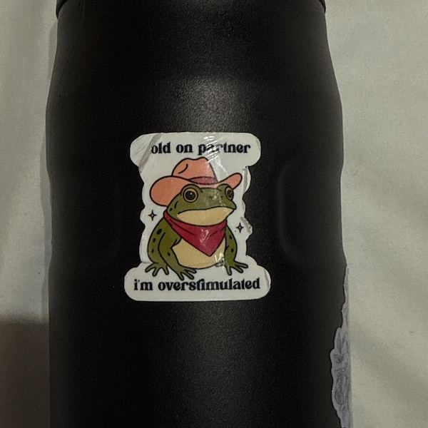 Hold on Partner I'm Overstimulated Sticker Cowboy Frog Sticker – Funny ...