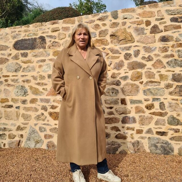 ロングキャメルウールコート、ベルト付きオーバーサイズマキシ冬コート