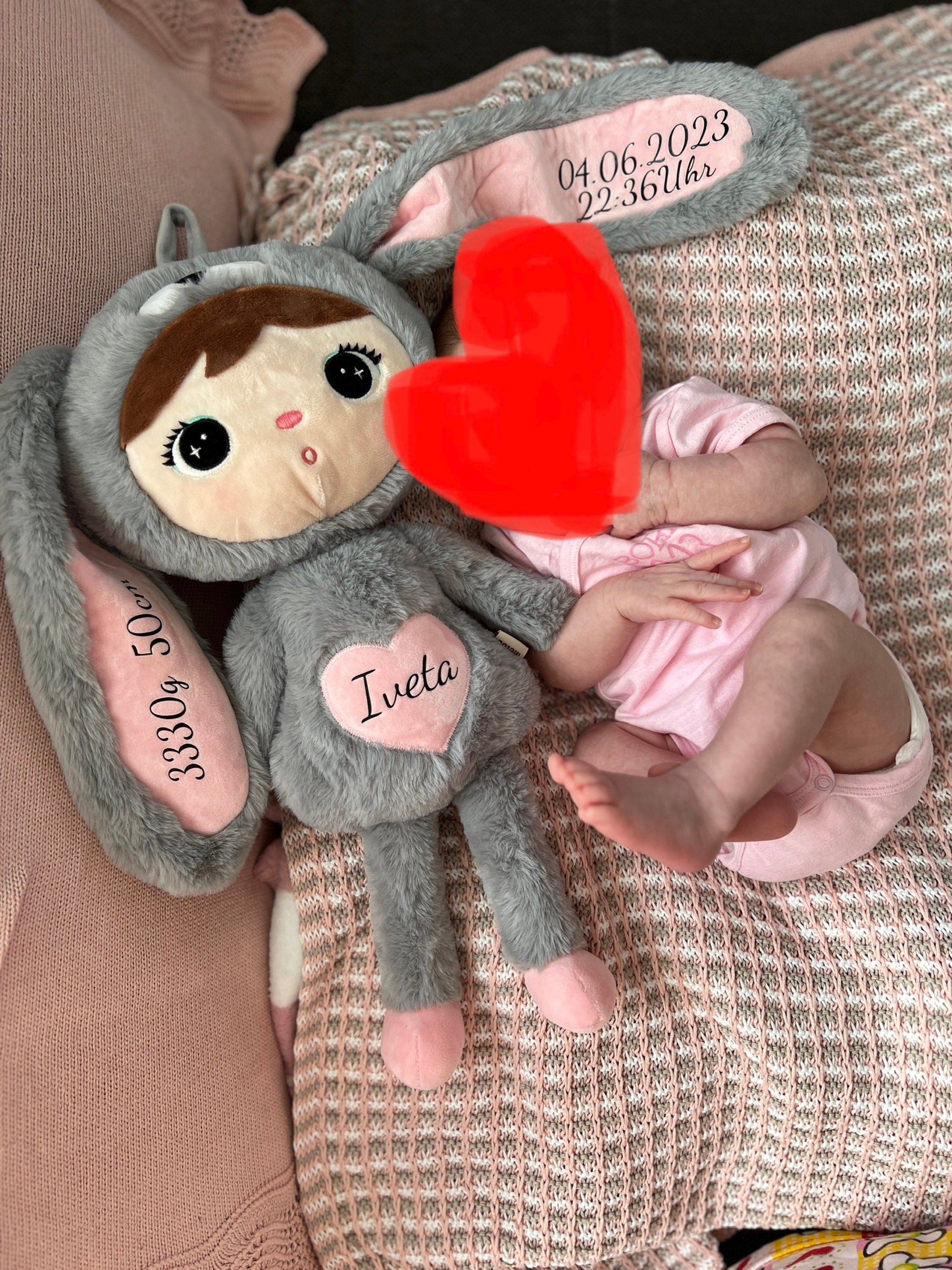 Personalisierbares XXL Kuscheltier Hase Metoo - 48 cm - mit Namen - Geschenk zur Geburt, Geburtstag und Taufe
