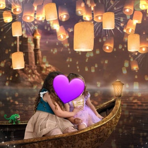 デジタル バックドロップ フローティング ランタン、ファンタジー背景