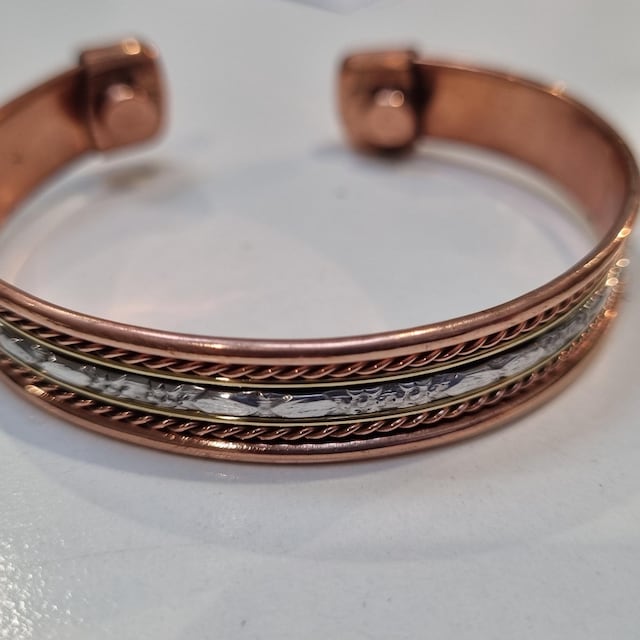 Bracelet Magnétique CUIVRE Réglable H&Co - Style Tibétain, Bien-être Et Ajustable à Ton Poignet