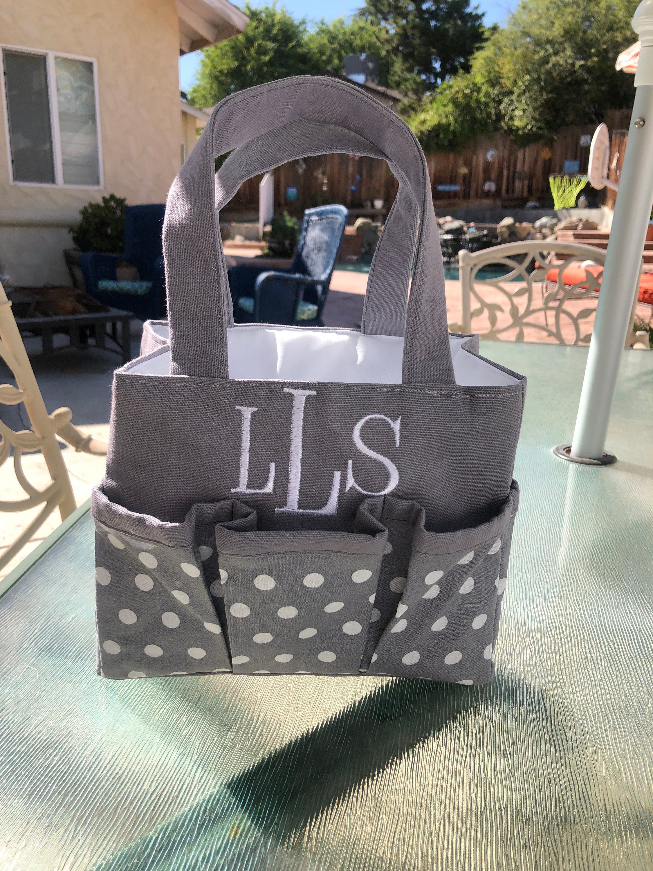 Shower caddy personalized, Waterproof canvas tote bag, College dorm storage organizer