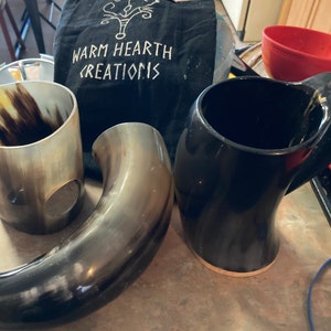 Viking Drinking Horn Mug Scratch & Dent S - Authentic Cattle Horn Drinking Cups (Clearance, Not Perfect Condition) Viking Horn Mug - Foto 2