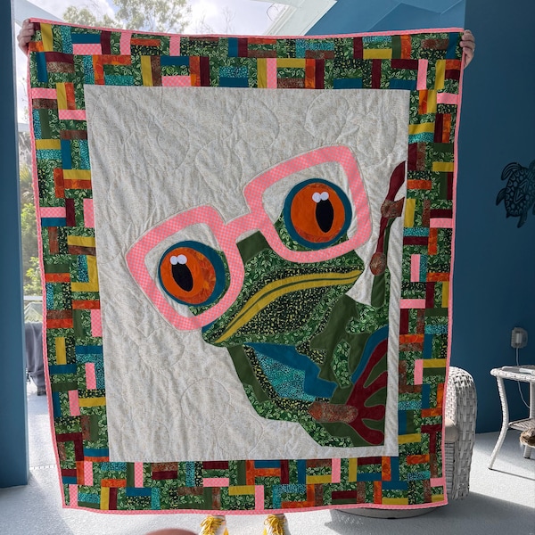 Frog Quilt Pattern: Patchwork Template, Home Craft (PDF Download) - Etsy