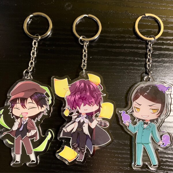 BSD Acrylic Keychains || Ranpo Poe Mushitarou || Perfect Crime Trio - Etsy