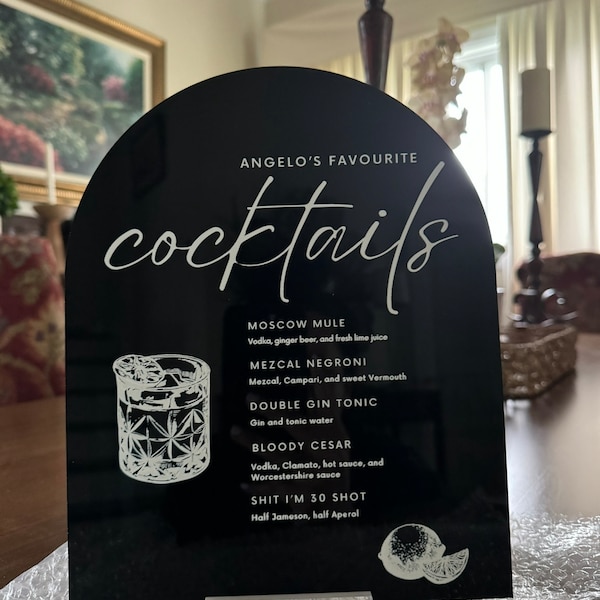 Bar Menu in Acrylic Arch - Etsy