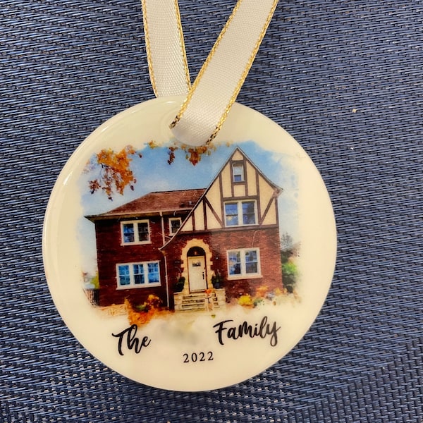 Custom Home Ornament, Custom Watercolor House Christmas Ornament ...