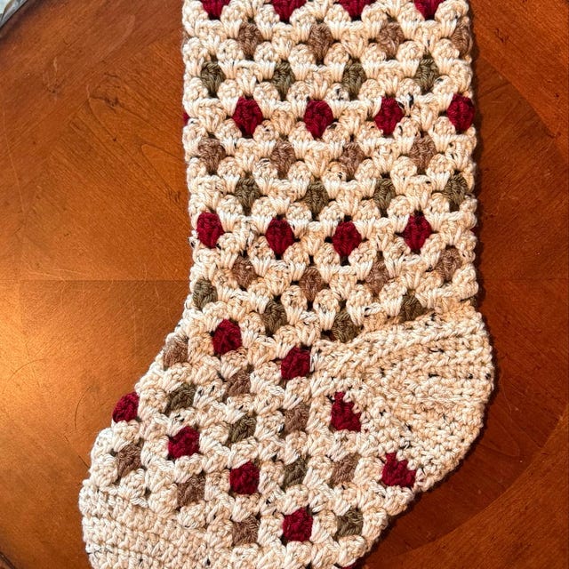 A customer's finished Granny All the Way Stocking Collection Crochet Pattern