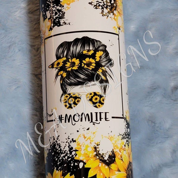 Mom Life Black Sunflowers Mom Bun Hair Funny Seamless Sublimation ...