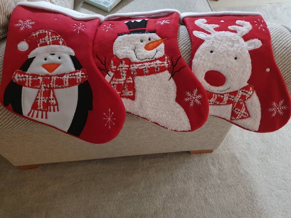 Luxury Deluxe Personalised Embroidered Christmas Fluffy Santa / Snowman / Penguin / Reindeer