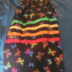 Handmade Black Floral Beaded Animals & Blue Hem Ribbon Skirt