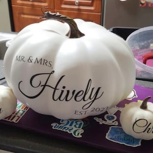 Personalized Pumpkin, Fall Wedding Decor, Custom White Pumpkin, Guest ...
