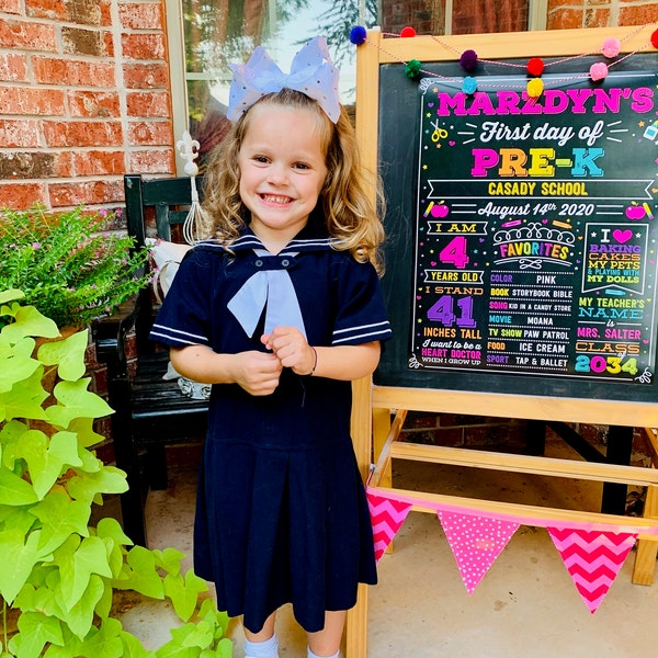 First Day of School Sign Girl First Day of School Chalkboard Back to ...