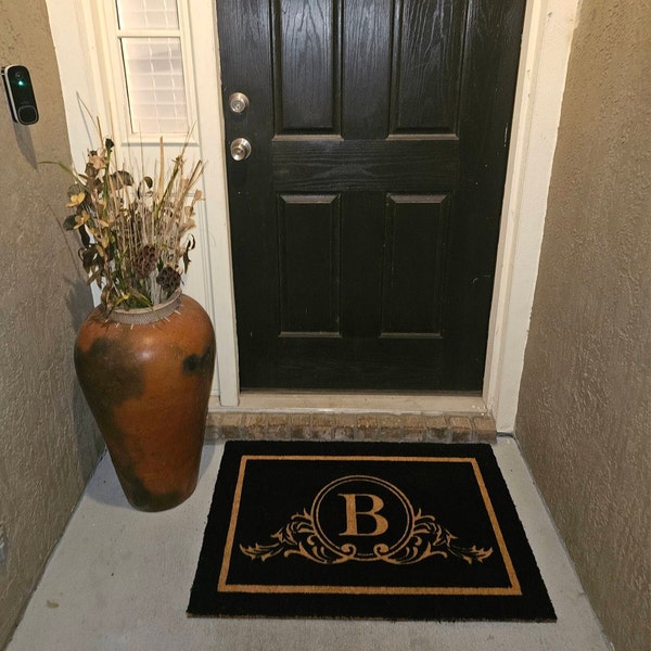 Coir Doormat With Monogram Initial Full Color Welcome Mat Ideal Wedding ...