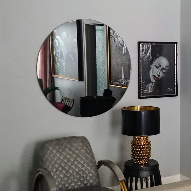 Orbis™ Round Black Tinted Contemporary Frameless Mirror 