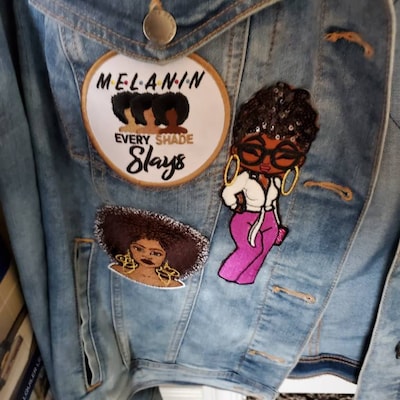 New, sophisticated Queen Sequins, Fur, & Satin, 6 Patch, Iron-on