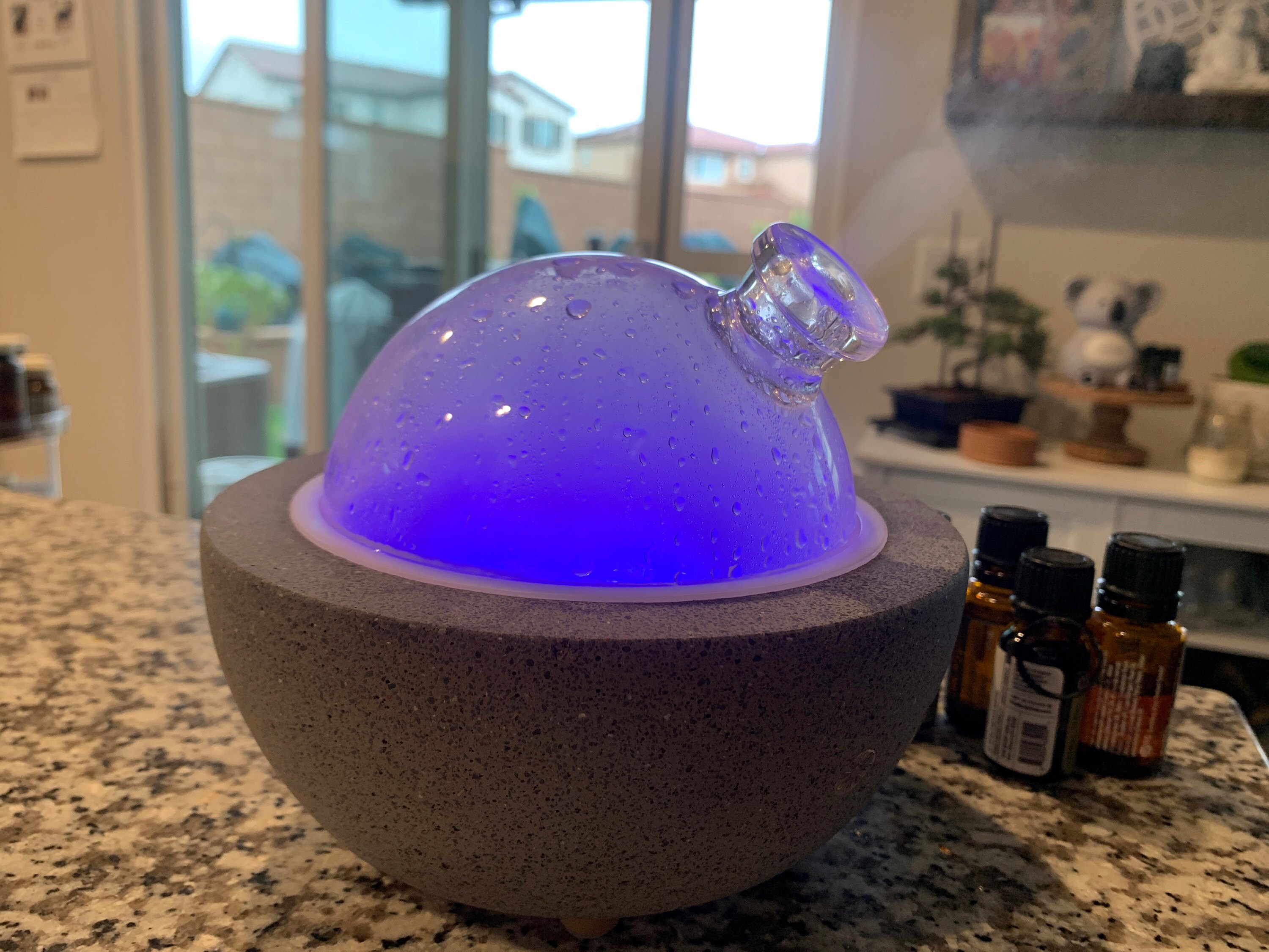 Black Ash Luna | Glass Dome & Speckled Concrete Diffuser | Essential Oil Diffuser