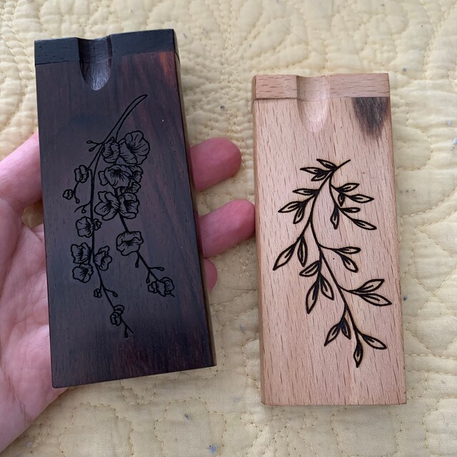 Flowery Tree Rosewood Dugout Stash Box, Brass One Hitter Grinder Bat w –  Omnya